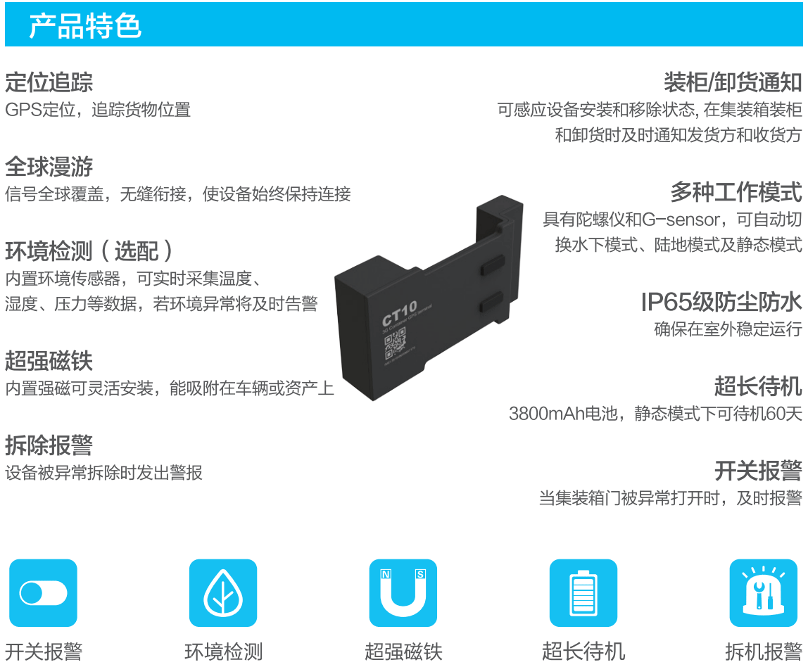 集装箱定位追踪器，GPS全球漫游，货物在途信息智能管理